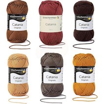Schachenmayr 카타니아 오리지널 실 6개 머서라이즈 면 아미구루미 실 쉬운 크로셰 혼합 색상 2파인(파스텔 믹스), Brown Mix