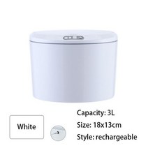 3/5L 스마트 센서 쓰레기통 주방 데스크탑 자동차 전자 자동 가정용 욕실 화장실 방수, 06 White-3L-CD
