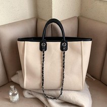 체인 숄더 가방 쇼퍼 백 무지 심플 40cm 큰 가벼운 대형 직장인 럭셔리 대학생 천 캔버스 토트 대용량