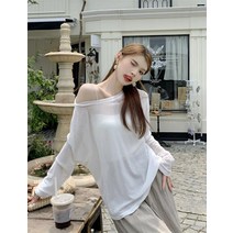 백운 스위트 수용 울 자외선 차단 니트 상의 여하 얇은 긴팔 블라우스 티 반신 우산 스커트