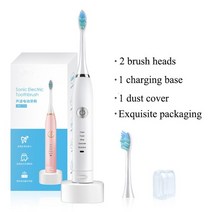 성인용 음파 전동 칫솔 타이머 USB 충전기 울트라 소닉 치아 클리너 빠른 배송, [02] 아이보리