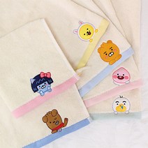 카카오프렌즈 (무염) 리틀프렌즈 고리수건 어린이집 유치원 학교 교회 카페 사무실 개업 생일 답례품, 프로도(블루);비닐케이스(셀프포장)