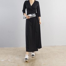 다이뻐 자체제작 국산 빅사이즈 무지 올블랙 스판저지 H라인 롱맥시랩원피스 홈웨어 비치웨어 비치여행 원피스 여신룩 미시 임부복