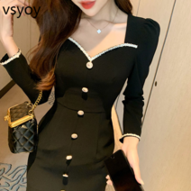 vsyoy 프라이드 스트리트 디자인 센스 티 브레이크 드레스 하이 엔드 봄/여름 2022 새로운 프랑스 레트로 헵번 바람 블랙 스커트