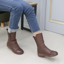 천연 소가죽 슬림핏 키높이 하프 부츠 5cm