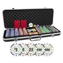DA VINCI 11.5g 카지노 델 솔 포커 칩 500개 프로페셔널 세트 디노미네이션 및 업그레이드된 딩프루프 블랙 ABS 케이스 덱 플라스틱 플레잉 카드 2개 컷 딜러 버튼 포