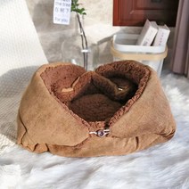 따뜻한 기모에 두꺼운 접이식 펫하우스, 다크브라운