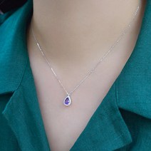 [실버925] 천연 준보석 물방울 목걸이 - 자수정