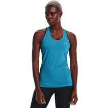 언더아머 Under Armour 여성용 히트기어 레이서 민소매 탱크 탑 아이소토프 블루 (438)/메탈릭 실버 XL 152733