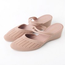 홀리버니 여성 여름 방수 샌들 투웨이 고무 슬리퍼 뮬 블로퍼 미들힐 통굽