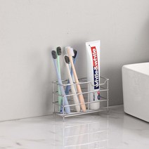 무타공마켓 스텐 칫솔꽂이 면도기 치약 거치대 벽면부착가능, 6구, 실버