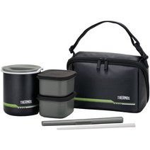 Thermos 써모스 보온도시락 블랙 그린 DBQ-502 MTBK 수능도시락 직장인도시락, 11 x 20 x 12.5 cm 그린