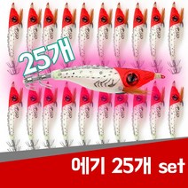 현진피싱 왕눈이 반짝이 에기 set 25개 15개 쭈꾸미 갑오징어 한치 문어 왕발 수박 옥수수 색동에기, C-05. 왕눈이왕발 누드그린레드헤드 15개