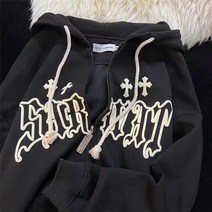 고스 자수 후드 y2k zip up hoodie women 편안한 맨투맨 오늘뭐입지