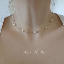 르누벨 14k 담수 진주 목걸이+진주 팔찌