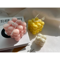 동글동글 큐브캔들 귀여운 구름 필라 집들이선물 친구선물 향초 답례품 인테리어, 오세아니아(산타마리아노), 연두