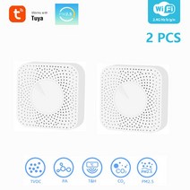 TuyaWifi 스마트 공기 품질 모니터 CO2 온도 습도 측정기 VOC HCHO PM2.5 가스 측정기 자동화 알람 장치, 02 2 피스S
