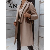 여성롱코트 가을 겨울 캐시미어코트 긴 버튼 모직 코트 코트 여성 여성 코트 여성 재킷 코트의 새로운 단색 옷깃