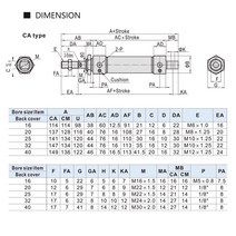 유압리프트 MA 16/20/25/32/40mm 스테인레스 스틸 25-500mm 스트로크 복동 미니 공압 공기 실린더, 08 Stroke 200_05 MA40