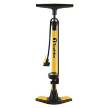 미국발송 TOOLITIN 게이지가 있는 플로어 바이크 펌프 160 PSI 고압 프레스타 및 슈레이더 밸브와 호환되는 자전거 펌프 로드 바이크 MTB 하이브리드 볼용 자전, Yellow
