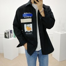 로니제이 남자 코튼 페인팅 레터링 전사 셔츠 자켓 4color