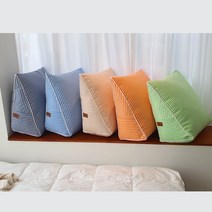 [윌로우패브릭] 삼각 등받이쿠션 스트라이프 패턴 침대 대형, 머스타드