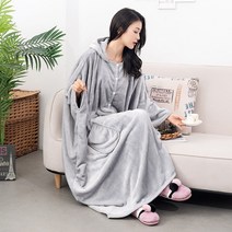 Makone 망토 후드 입는 담요 캐릭터 날다람쥐 대형 잠옷 집순이 여성 홈웨어 수면 극세사 포근 가운 담요