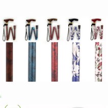 4색 1개 고급 접이식 어른신지팡이 폴딩 어른용 꽃 지팡이 실버용 보행용 나무손잡이, T-90BL(플라워블루)