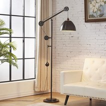 WOXXX Industrial Counterweight Pulley Floor Lamp with Adjustable Metal Shade Rustic Deep Bronze Floo