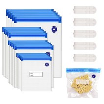 4가지 사이즈 수비드 백 16개 재사용 가능한 진공 식품 씰 보관 가방 요리 여행 Anova 줄 쿠커용 6개의 밀봉 클립 포함