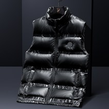 남자 패딩 베스트 조끼 겨울 패딩 숏자수 하이넥 워머 덕다운 점퍼