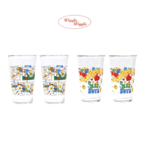 WIGGLE WIGGLE GLASS CUP HAPPINESS 위글위글 X 글라스락 콜라보 유리 잔 글라스 컵 해피니스 프리미엄 1+1 SET, 글라스락X위글위글 유리잔 2개 SET, 03. VINTAGE CARTOON