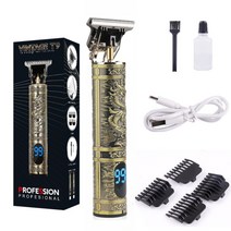 남성 이발사 레트로 t9 헤어 트리머 전문 면도기 트리머 kemei heyar 컷 머신 무선 헤어 클리퍼 수염 남자 면도, lcd abs 드래곤