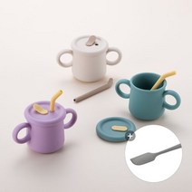 리틀럽 실리콘(마개형 스파우트형) 빨대컵 200ml 올실리콘 스패츌러(그레이)LBB015ALL, 2 ﻿리틀럽 실리콘 빨대컵(스파_스카이블루(LBB016