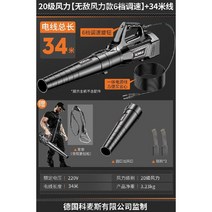 초강력 에어건 스톰팬 유선 낙엽 청소기 블로워 제설, 20급 풍력 6단 속도조절형 34m 라인