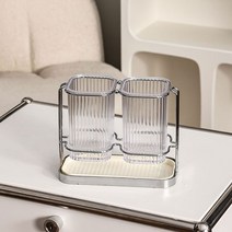 엣지랩 물빠짐 사각 2구 스탠드 수저통, 실버