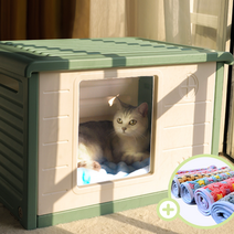 고양이 숨숨집 강아지집 길냥이 실외 겨울 플라스틱 집, 핑크