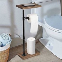 스탠드 휴지 걸이대 화장지 보관 디스펜서 우드 블랙, B