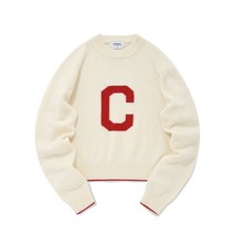 커버낫 [Covernat] 우먼 크롭 C 로고 크루넥 니트 아이보리