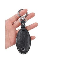 nuosson 열쇠고리가 있는 가죽 키 포브 커버 쉘 5버튼 닛산 알티마 패스파인더 아르마다 무라노 맥시마 로그 스마트 리모컨 키와 호환 블랙, 블랙.