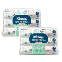크리넥스 잘닦이는 엠보싱 물티슈 점보 70P 6팩, 70매, 6개