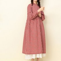 리브리 깅엄체크 롱원피스