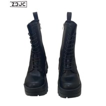 Z3JC 여성 리얼 가죽 통굽 앵클 통굽 키높이 앵클 부츠 여성 워커