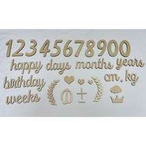 우드토퍼 성장카드세트 아기셀프촬영소품 디데이 50일100일, days.전숫자.0두개세트