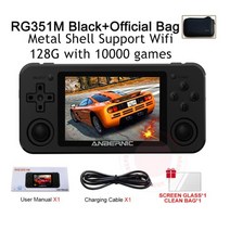 고전게임 추억의 오락실 게임 anbernic rg351p 휴대용 게임 콘솔 rg351m, 128g 블랙