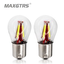 자동차전조등 2x s25 1156 ba15s bau15s ba15d car led p21w p215w cob reverse 교체 전구 턴 시그널 테일 램프 라이트 웜 레드 호환, 따뜻한 화이트, 바우15s py21w