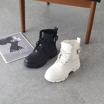 제이슈즈 칼리 레이스업 통굽 블랙 워커부츠 굽4cm