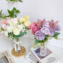 가홈플라워) 조화 추천 바네사 폼소국 믹스 7줄기 부쉬 5color, 옐로우