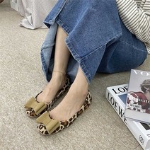 셀러허브 여성패션 [오노마] ONM 캐주얼한 여성 데일리 신발 호피 리본 유니크 플랫