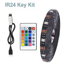 2구 3구 5구 8구 멀티탭 IP65 방수 5M SMD 5050 RGB LED 조명 스트립 USB 램프 유연한 테이프 TV 배경 홈, 01 IP20 No Waterproof_02 2 M, 04 Black PCB IR24 Key
